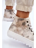 Dámské tenisky High Big Star model 21608921 Bílá a zelená - Big Star Shoes Dámské tenisky High Big Star model 21608921 Bílá a zelená - Big Star Shoes