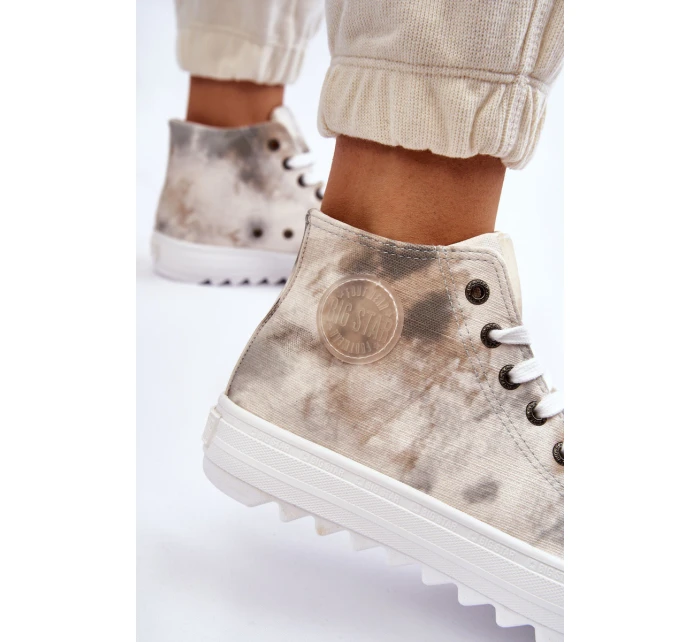 Dámské tenisky High Big Star model 21608921 Bílá a zelená - Big Star Shoes Dámské tenisky High Big Star model 21608921 Bílá a zelená - Big Star Shoes