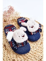 Dětské pantofle na tlusté podrážce s medvídkem modré model 21641413 - Boto