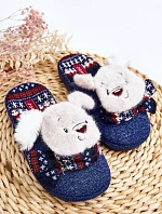 Dziecięce Kapcie Na Grubej Podeszwie z Misiem Granatowe Dasca