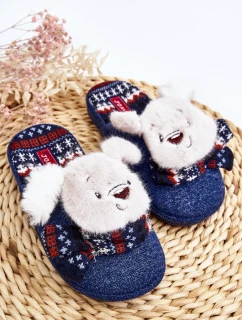 Dětské pantofle na tlusté podrážce s medvídkem modré model 21641413 - Boto