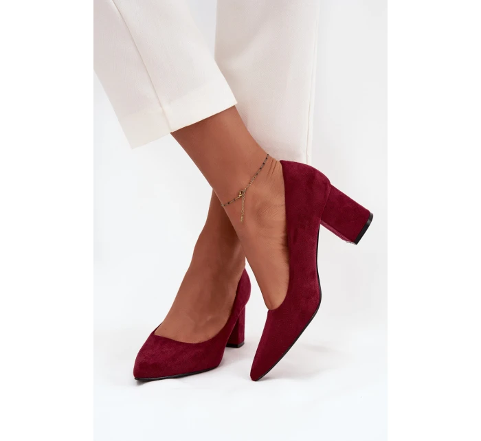 Czółenka Damskie Ze Szpiczastymi Noskami Na Słupku Bordowe Pavira Czółenka Damskie Ze Szpiczastymi Noskami Na Słupku Bordowe Pavira