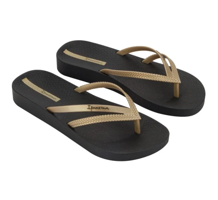 Dámske žabky Bossa Soft V Fem W 82840-AQ444 Black with Gold - Ipanema Dámske žabky Bossa Soft V Fem W 82840-AQ444 Black with Gold - Ipanema