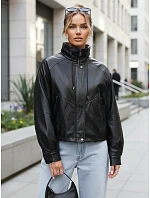 Dámska oversize čierna kožená bunda FashionStreet TY5664