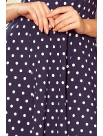 Dámské tmavě modré puntíkované šaty s výstřihem model 21935857 - numoco