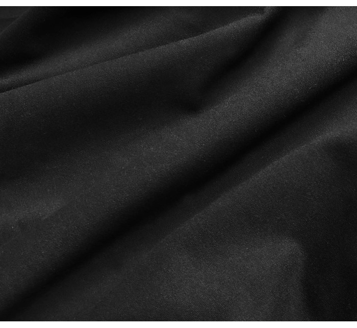 Tenká čierna dámska tepláková mikina so sťahovacími lemami (WB11002-3)