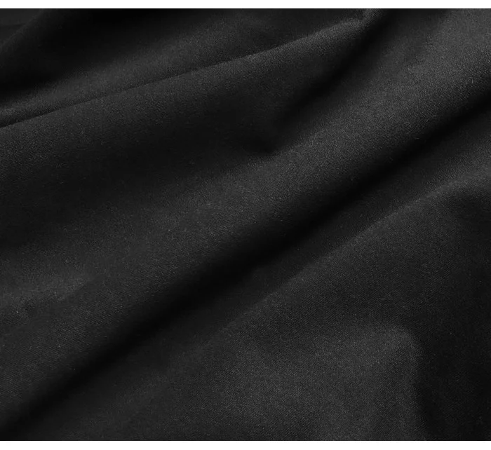 Tenká čierna dámska tepláková mikina so sťahovacími lemami (WB11002-3)