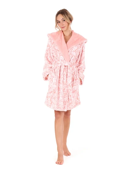 Dámsky župan Flora s kapucňou krátky 4856 3053 Pink Pearl - Vestis