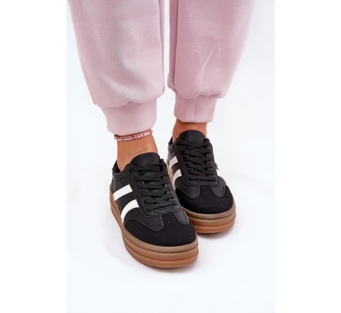 Sneakersy Damskie Na Platformie Czarne Tolianna
