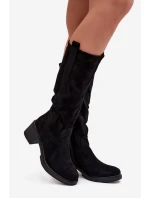 Dámské kozačky na blok Eko semiš černé Darisse Dámské kozačky na blok Eko semiš černé Darisse