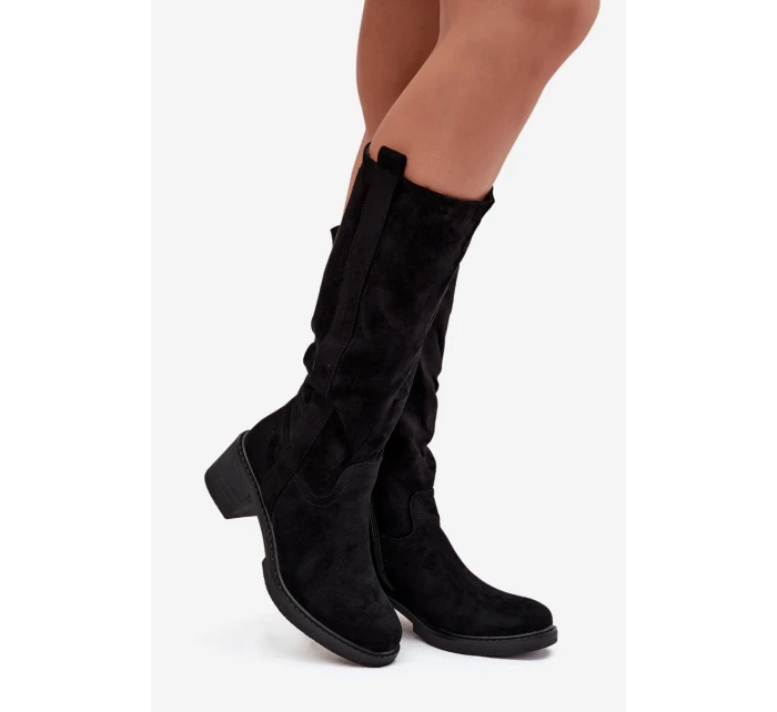 Dámské kozačky na blok Eko semiš černé Darisse Dámské kozačky na blok Eko semiš černé Darisse