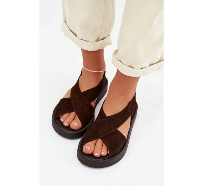 Dámské sandály Zazoo 3196 z přírodního semiše Čokoládové