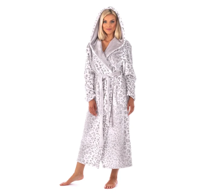 Dámsky župan 3956 irbis s kapucňou so vzorom - Vestis