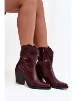 Dámske členkové topánky na podpätku D8271 Burgundy - Sweet Shoes Dámske členkové topánky na podpätku D8271 Burgundy - Sweet Shoes