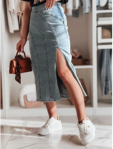 Džínsová midi sukňa CY0481 modrá – FashionStreet