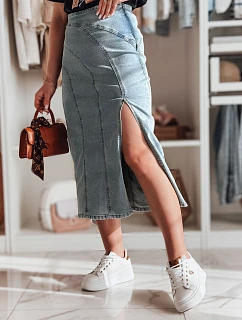 Džínsová midi sukňa CY0481 modrá – FashionStreet