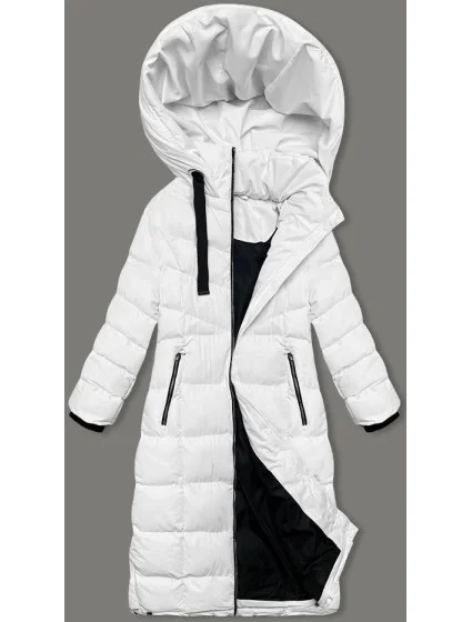Dlhšia biela dámska zimná bunda (5M736-281)