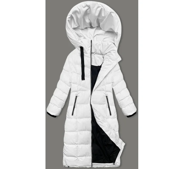 Dlhšia biela dámska zimná bunda (5M736-281)