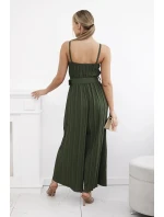 model 20081364 overal s ramínky khaki - K-Fashion