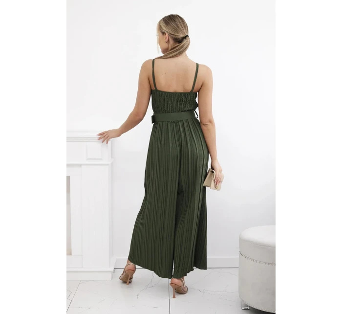 model 20081364 overal s ramínky khaki - K-Fashion