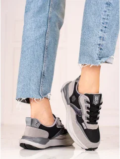 Pohodlné dámske tenisky šedo-strieborné bez podpätku