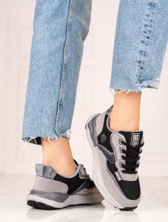 Pohodlné dámske tenisky šedo-strieborné bez podpätku