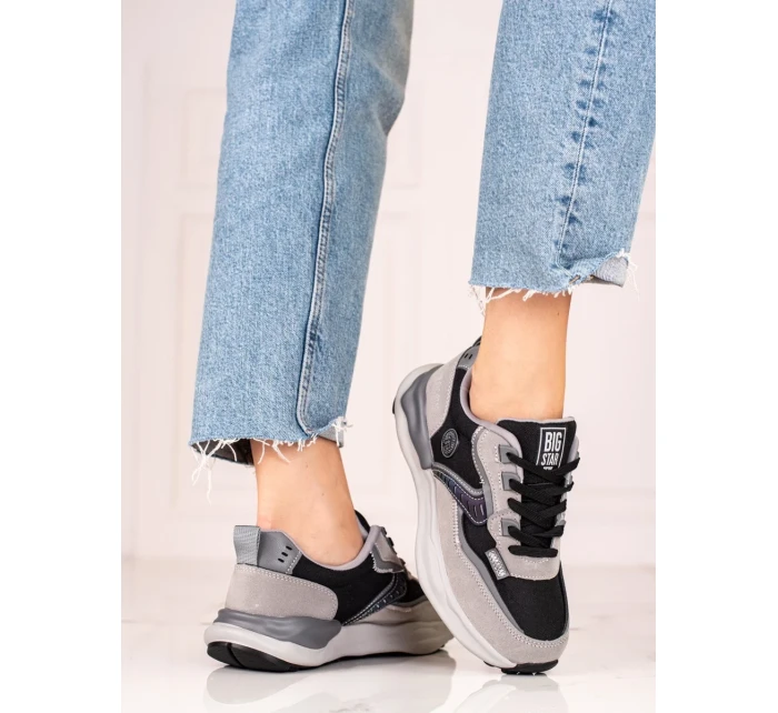 Pohodlné dámské tenisky šedo-stříbrné bez podpatku Pohodlné dámské tenisky šedo-stříbrné bez podpatku