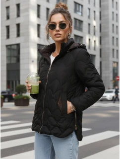 Dámska prechodná prešívaná bunda s odnímateľnou kapucňou čierna TY5625