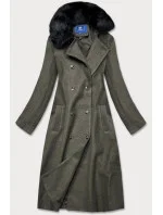 Dlouhý kabát v khaki barvě s límcem model 15837924 - Ann Gissy