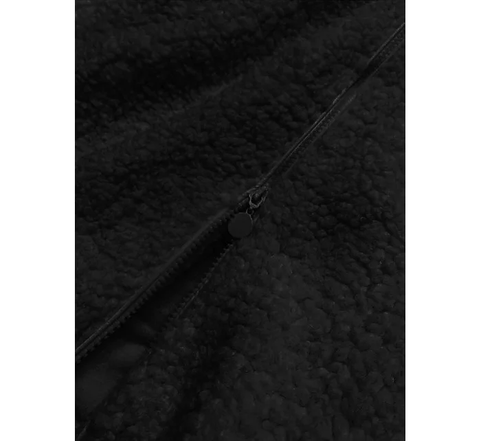 Dámska bunda z jahňacej kože s kapucňou čierna (h-1030-01)