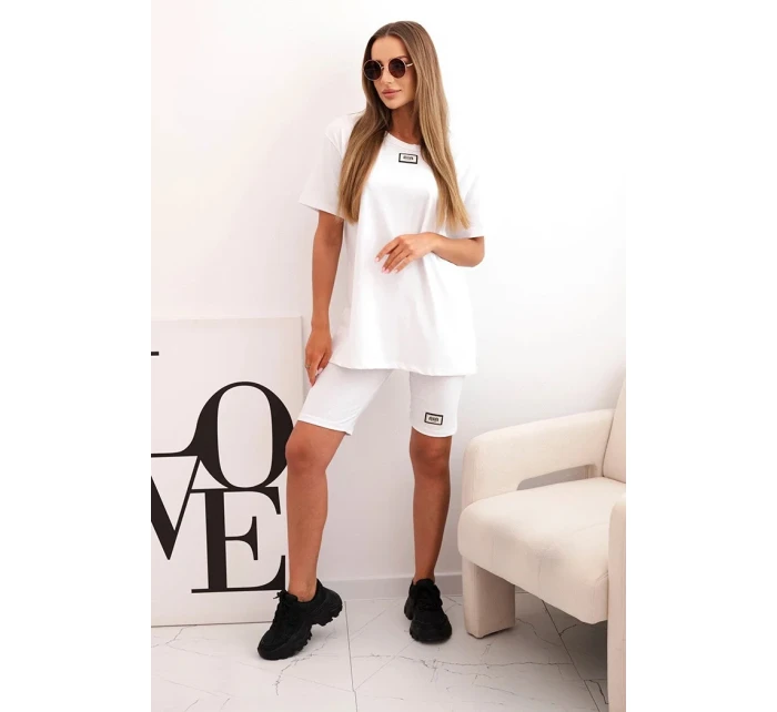 Dámsky bavlnený set s krátkym rukávom a šortkami biely Dámsky bavlnený set s krátkym rukávom a šortkami biely