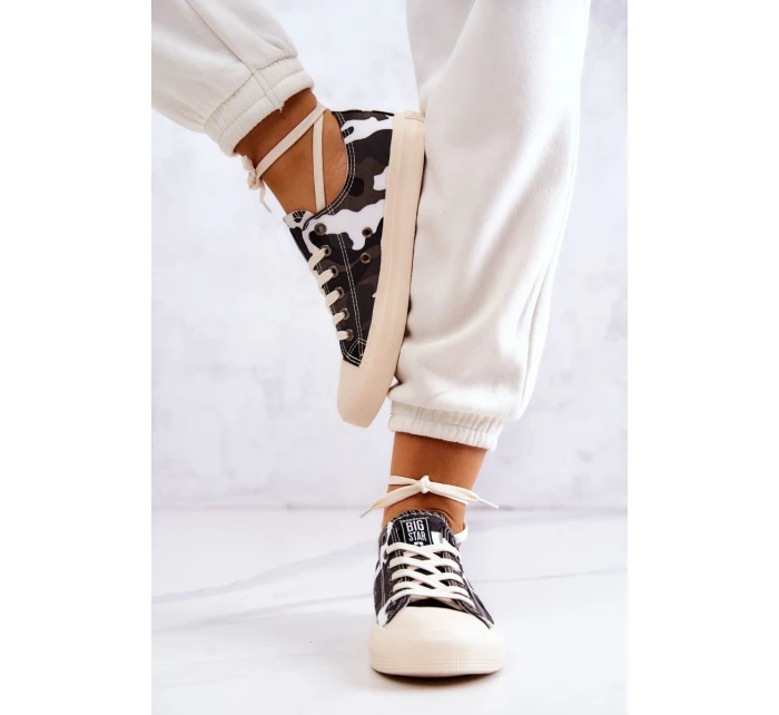 Damskie Materiałowe Trampki Moro BIG STAR JJ274237 Biało-Szare Damskie Materiałowe Trampki Moro BIG STAR JJ274237 Biało-Szare