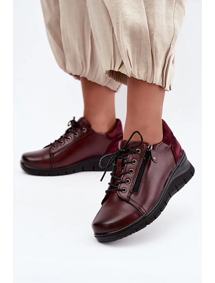 Dámske kožené poltopánky Vinceza 39964 vo farbe vína na podpätku Dámske kožené poltopánky Vinceza 39964 vo farbe vína na podpätku