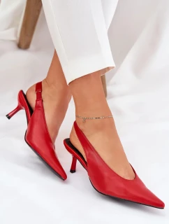 Lodičky Aricandia na otvorenom podpätku z ekokože - červené