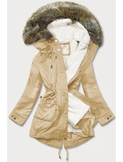 Béžová parka s podšívkou a kapucňou (7619big)