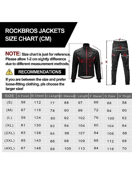 Rockbros zimní cyklistická bunda černá L