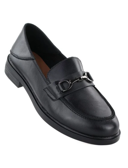 Dámske kožené mokasíny čierne Vinceza 18117