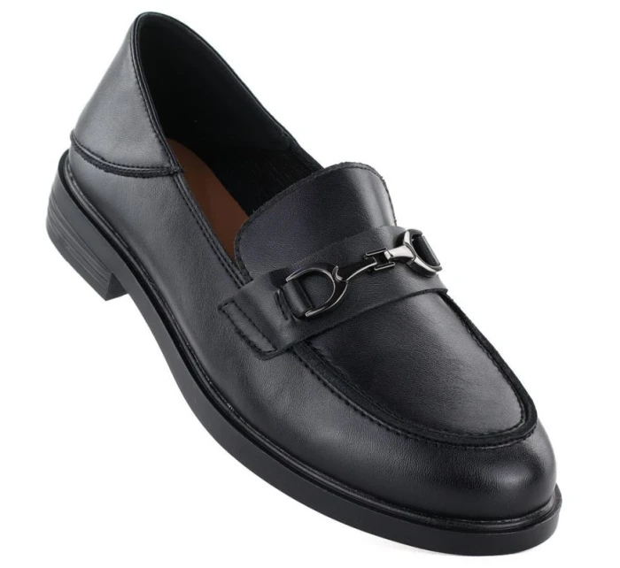 Dámske kožené mokasíny čierne Vinceza 18117