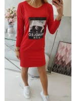 Šaty s potiskem model 18744060 v červené barvě - K-Fashion