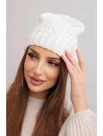 Dámská zimní čepice z vlny s a prodlouženými stranami fialová model 21865208 - K-Fashion