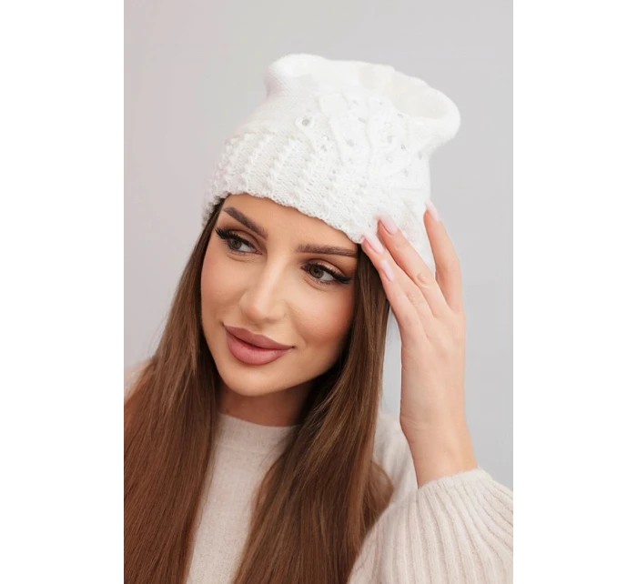 Dámská zimní čepice z vlny s a prodlouženými stranami fialová model 21865208 - K-Fashion