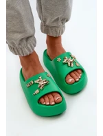 Dámské lehké pěnové žabky s ozdobami zelené model 21665943 - Boto
