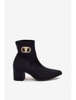 Dámské Botky Na Podpatku Se Zlatým Detalem model 21703508 Černé - Zazoo