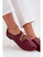 Dámské kožené elegantní šněrovací polobotky model 21707326 bordó - Zazoo