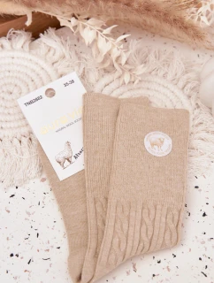 Dámske dlhé vlnené ponožky - béžové