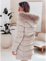 Dámská zimní bunda prošívaná s kapucí světle béžová Dstreet model 21990473 - FashionStreet
