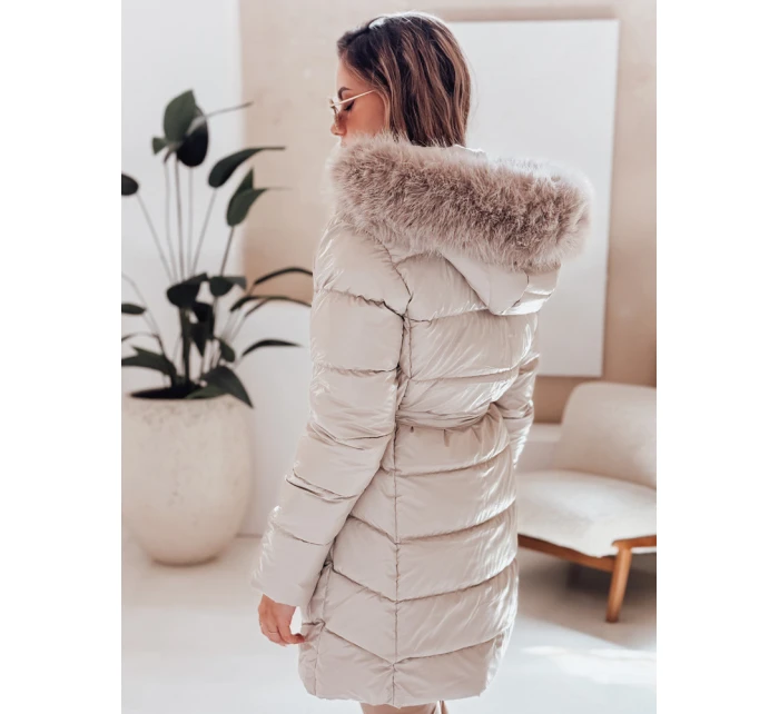Dámská zimní bunda prošívaná s kapucí světle béžová Dstreet model 21990473 - FashionStreet