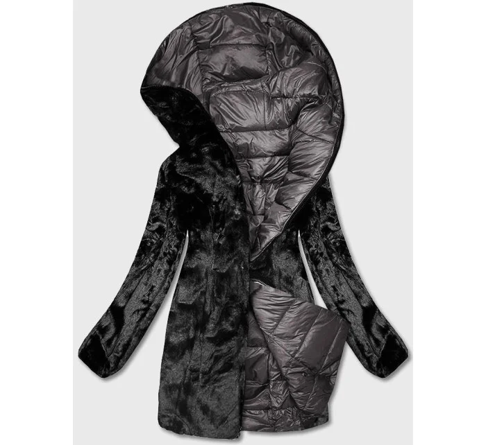 Hnedá obojstranná dámska bunda - kožuch (b8053-101)