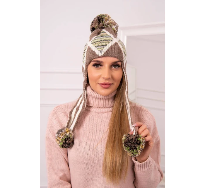 Dámska klapka na uši Eunika K322 cappuccino+ecru