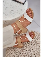 Sandały Na Słupkowym Obcasie Biało-Beżowe Afleeria Sandały Na Słupkowym Obcasie Biało-Beżowe Afleeria